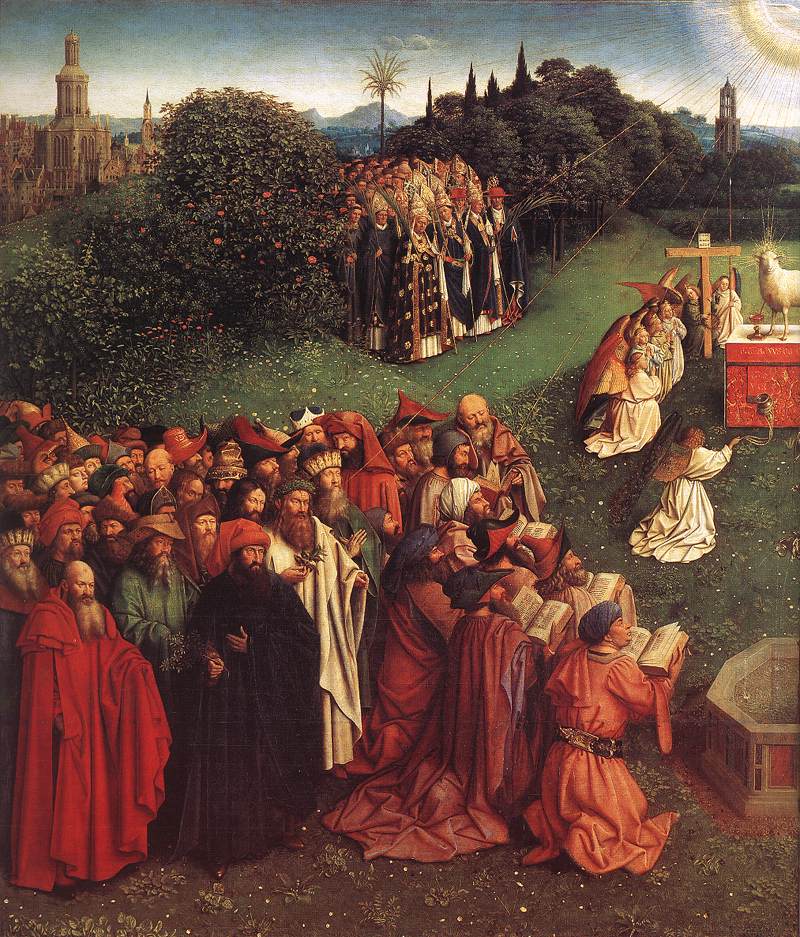 EYCK, Jan van The Ghent Altarpiece: Adoration of the Lamb (detail)